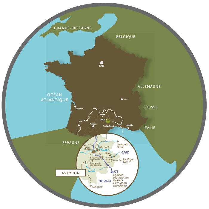 Situation du Larzac en France